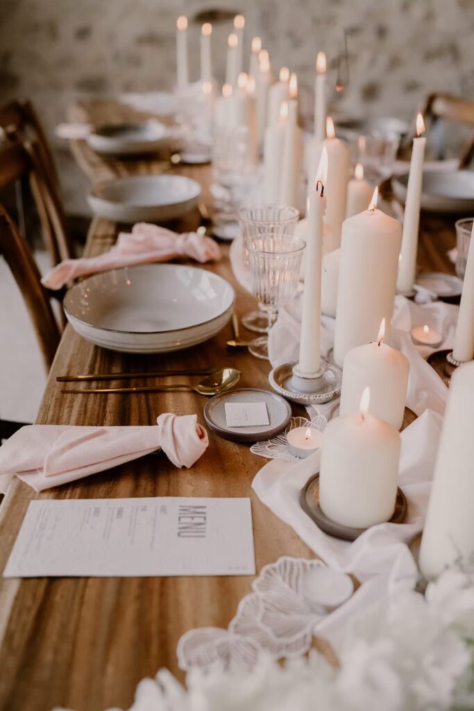 table mariage bougie menu déco