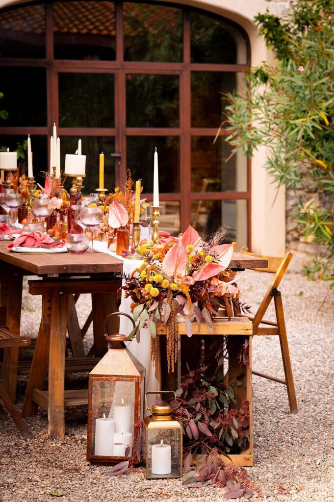 Idée de décoration de table pour un mariage d'automne éco-friendly