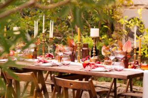 décoration de table de mariage d'automne écoresponsable
