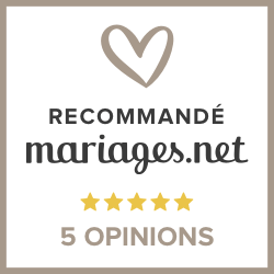 Badge recommandé par mariages.net avis 5 étoiles