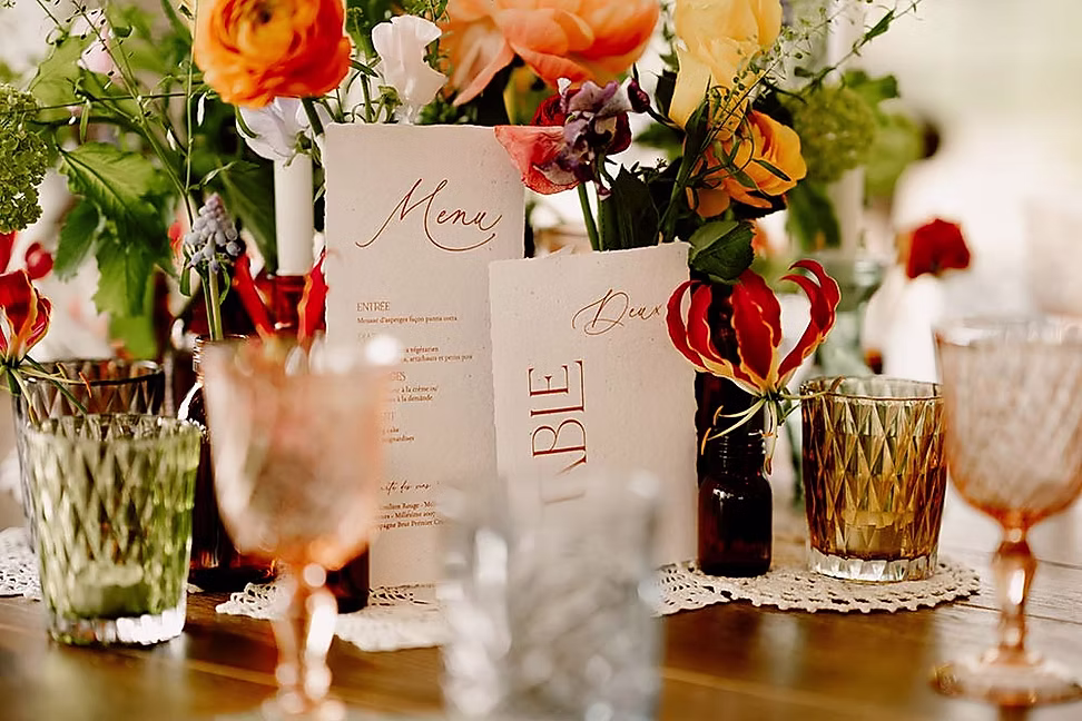 menu mariage colore Faire-part green