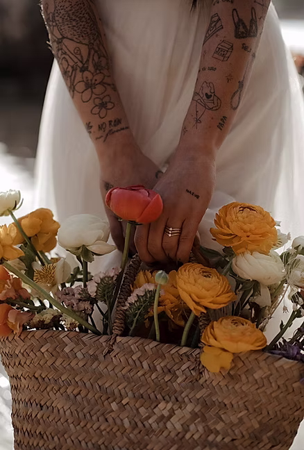 bouquet mariée panier renoncules