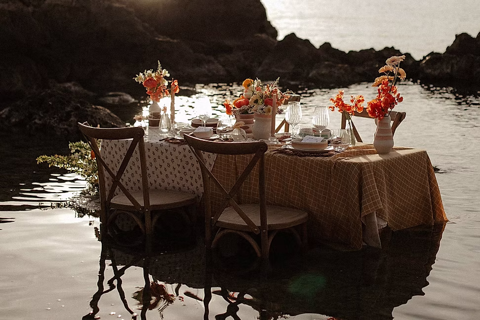 table mariage dans la mer