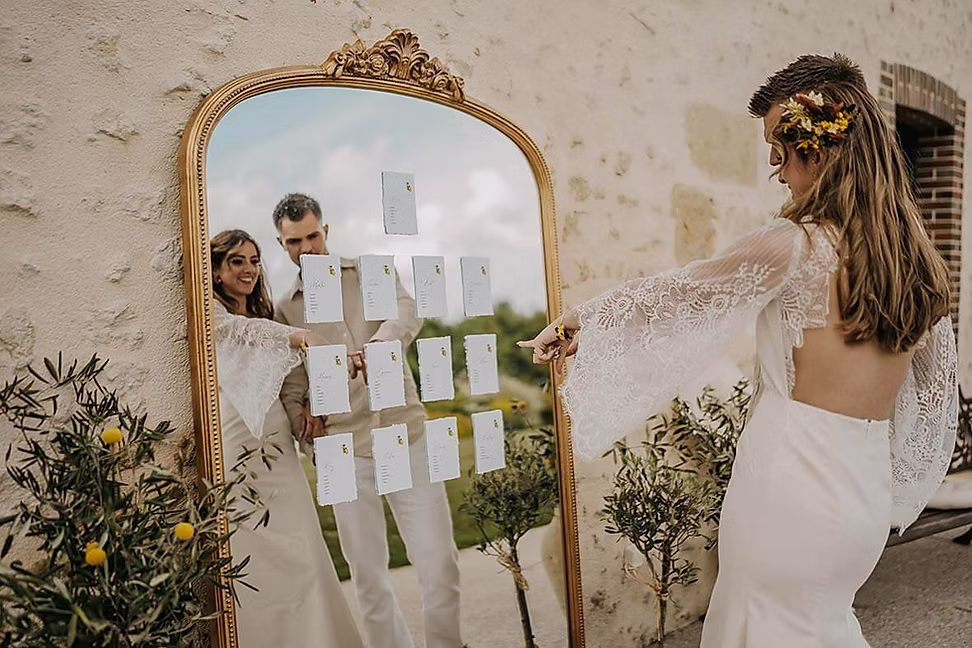 plan de table mariage miroir citron olivier