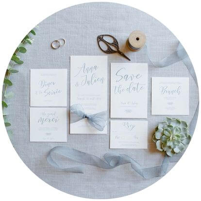 Faire-part mariage élégant bleu