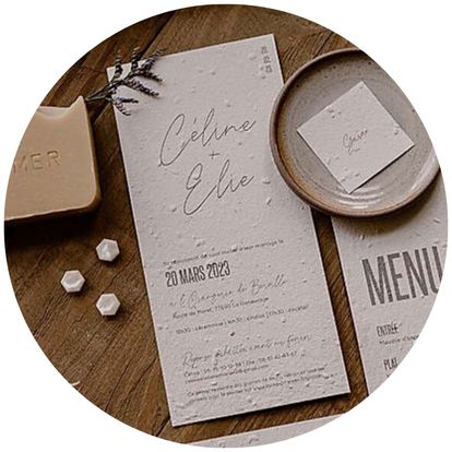 faire-part mariage papier ensemencé