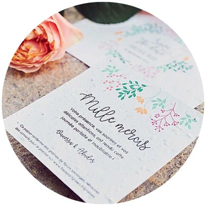 faire-part mariage champetre graines fleurs