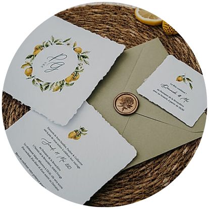 faire-part mariage citron aquarelle papier artisanal