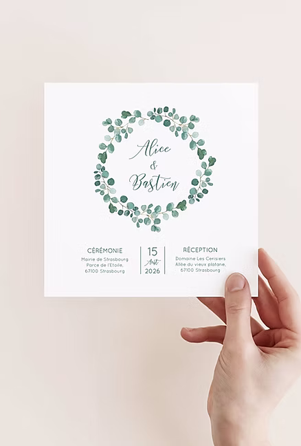 faire-part mariage eucalyptus faire-part green