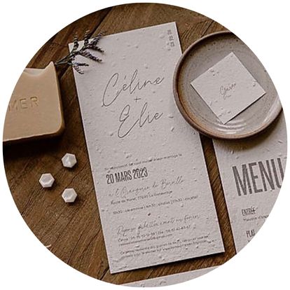 faire-part mariage papier ensemencé