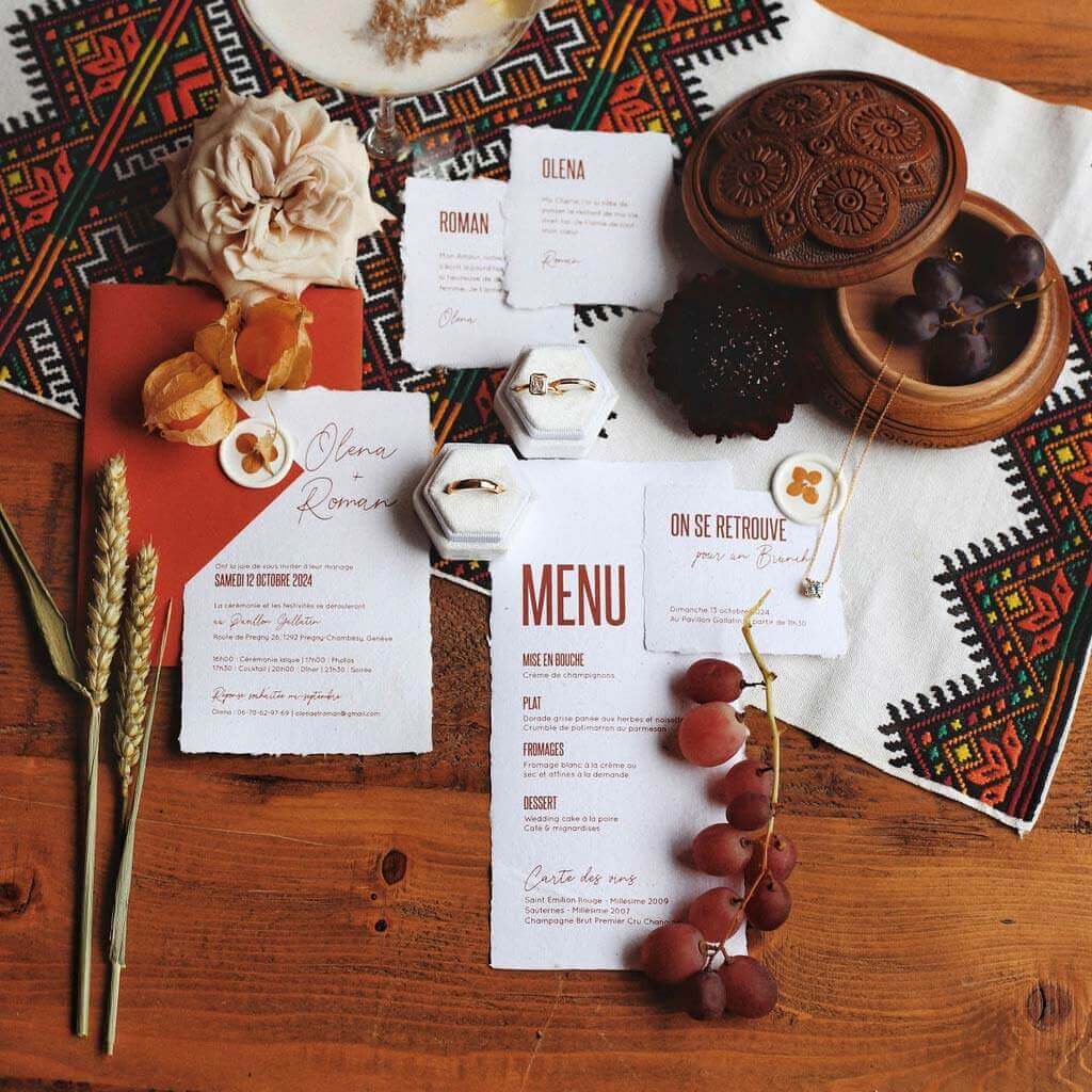 papeterie mariage moderne elegante terracotta