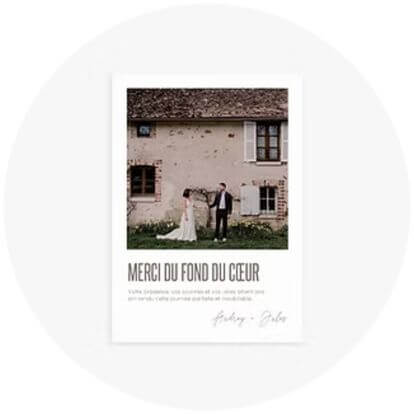 Carte merci mariage photo moderne marron