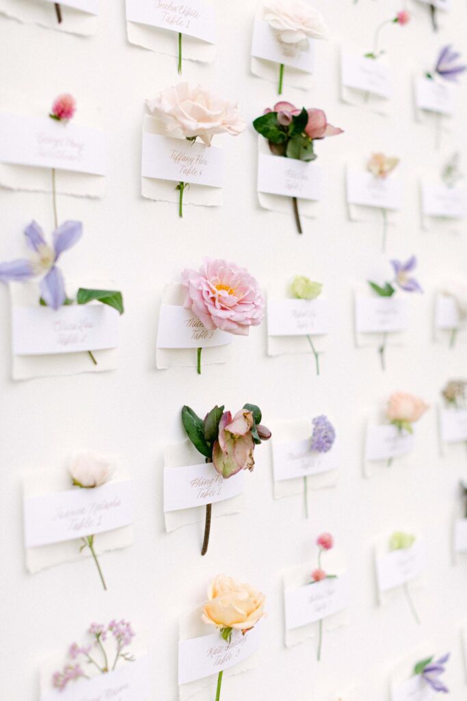 Plan de table mariage fleurs fraîches