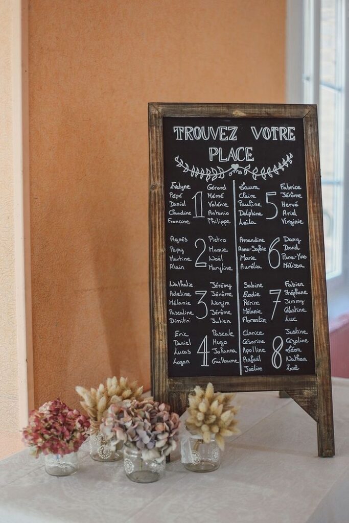 Plan de table tableau noir ardroise