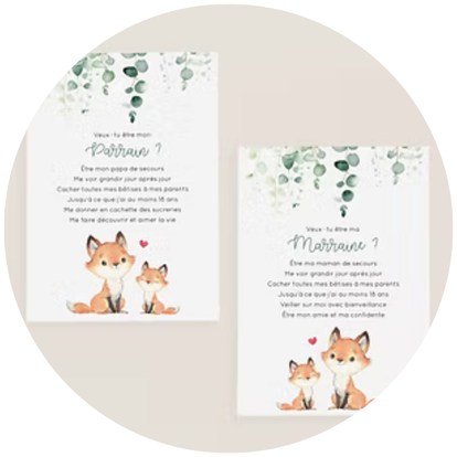 carte annonce parrain marraine renard