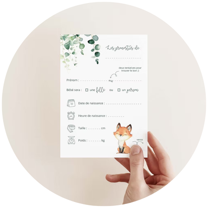 cartes pronostics naissance bébé renard