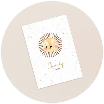 faire-part naissance lion papier ensemencé