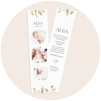 faire-part naissance marque page