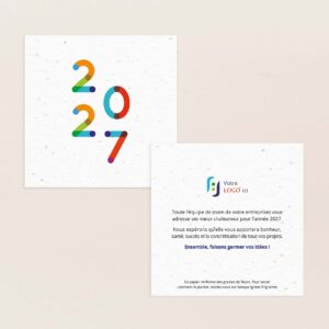 Carte de vœux professionnelle 2027 colorée et personnalisée