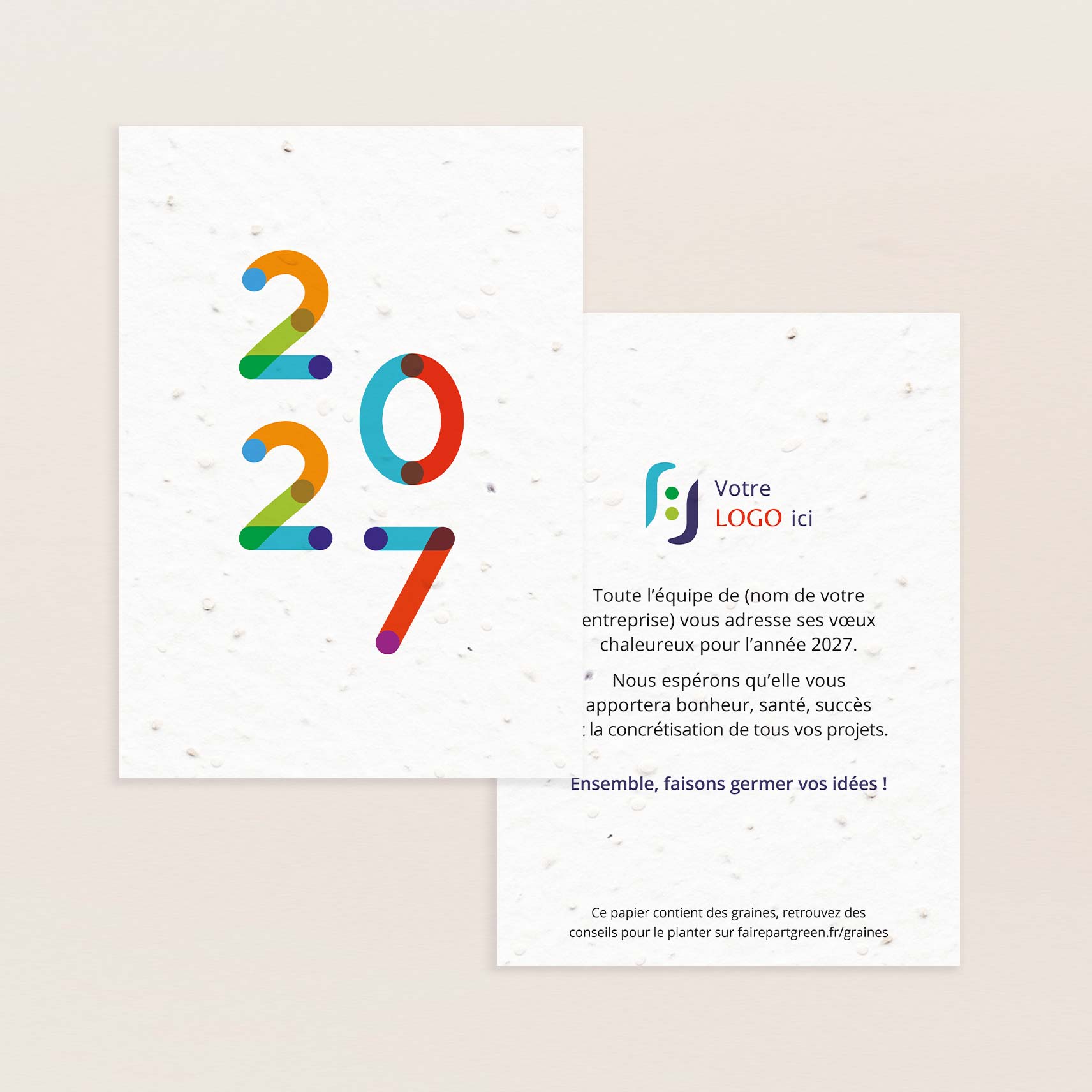 Carte de voeux professionnelle originale et colorée 2027