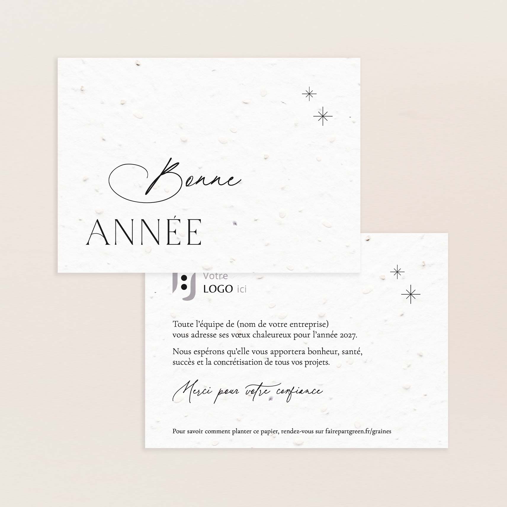 carte bonne année entreprise ensemencée noire