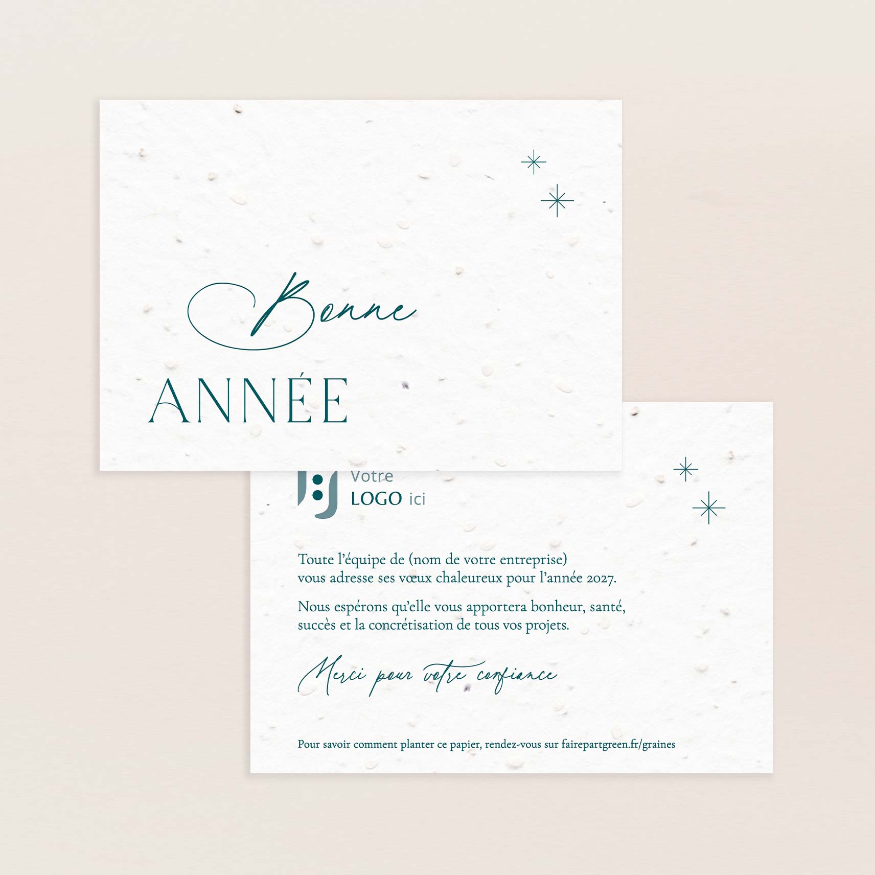 carte bonne année entreprise ensemencée verte