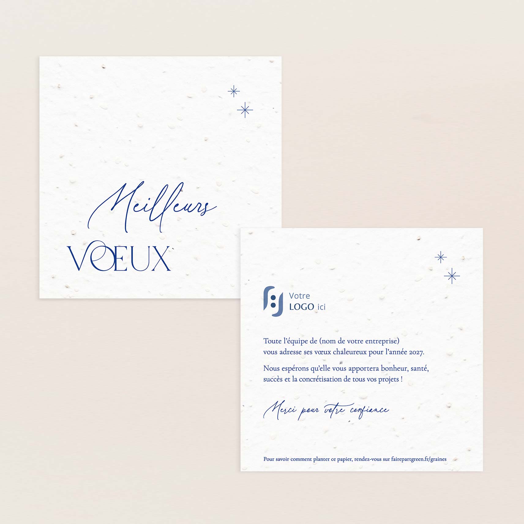 Carte de vœux professionnelle élégante meilleurs voeux bleu