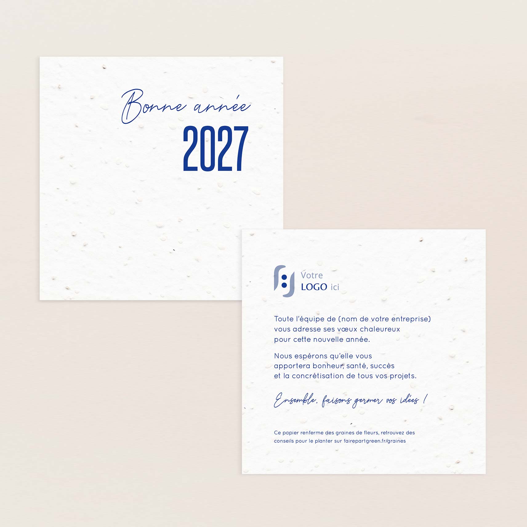 Carte de voeux professionnelle moderne 2027 bleu