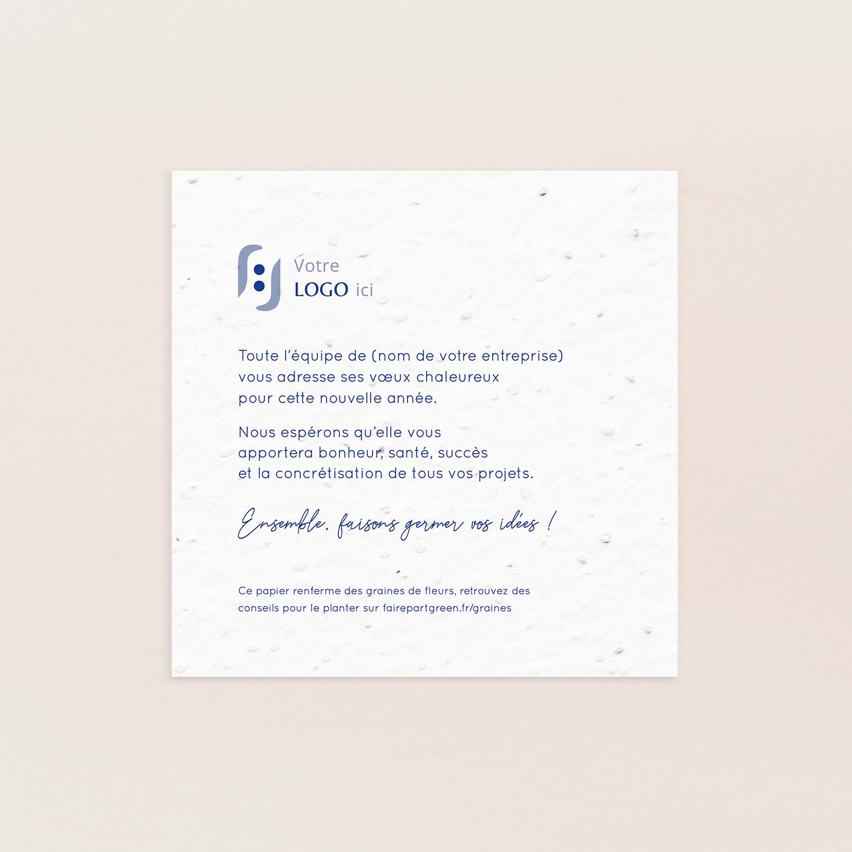 Carte de voeux entreprise personnalisée bleue