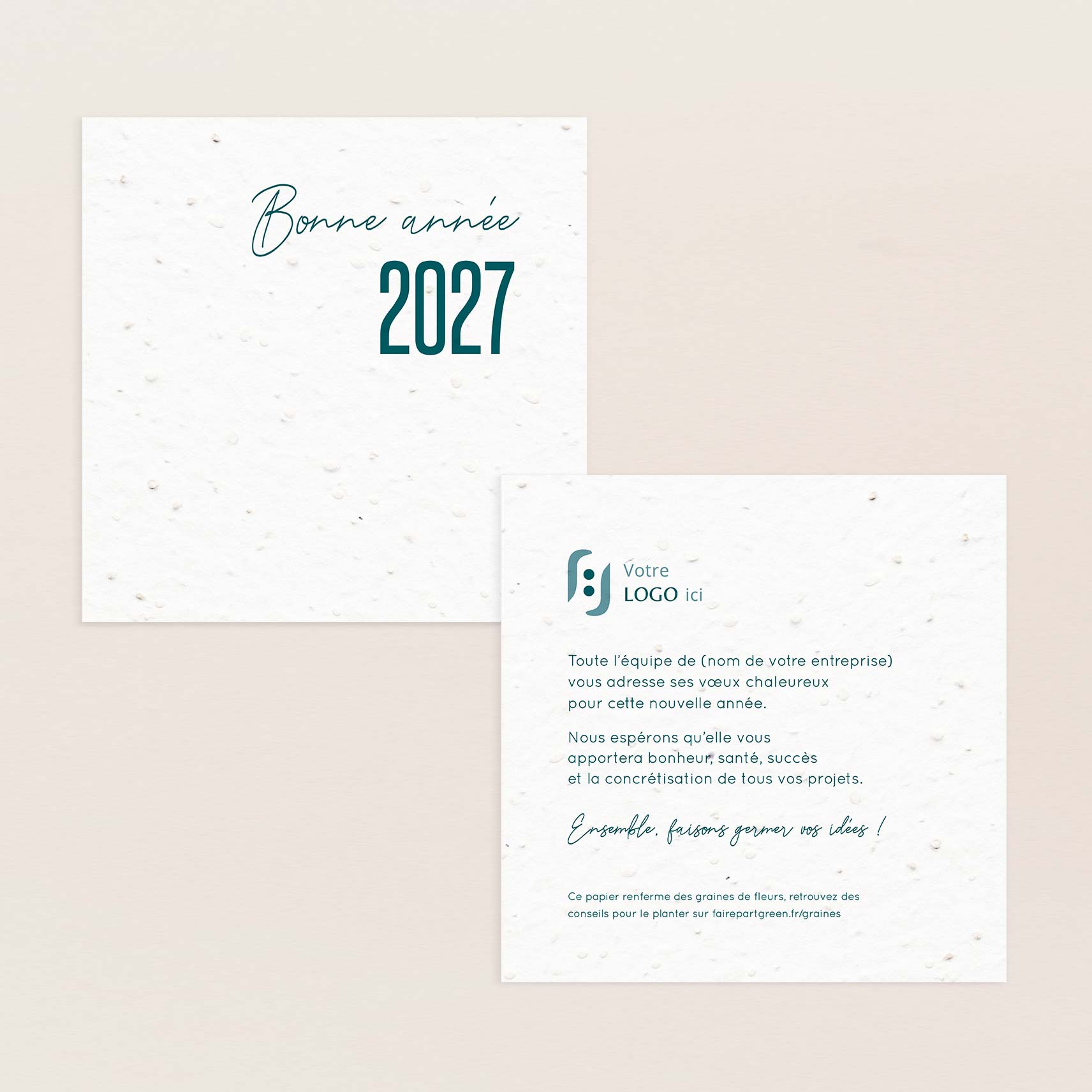 Carte de voeux professionnelle moderne 2027 verte