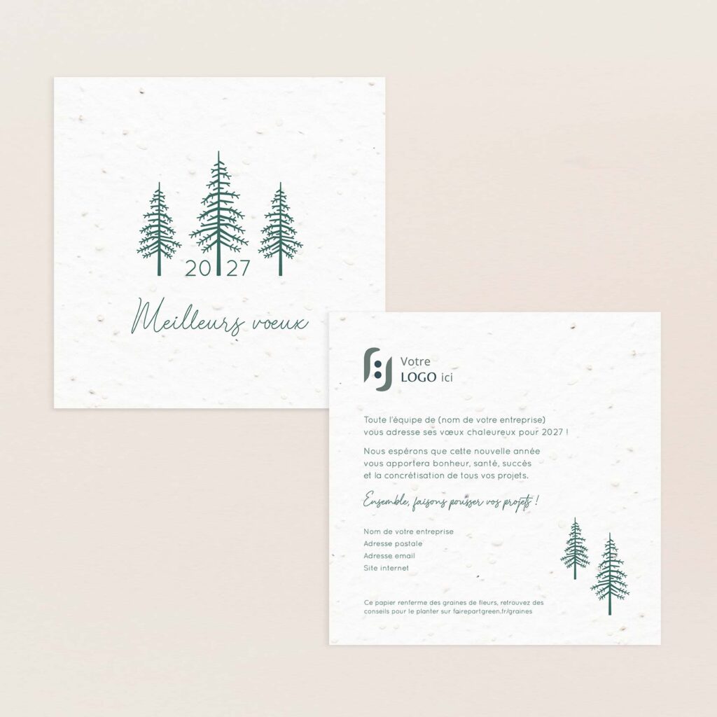 Carte de vœux entreprise Forêt en papier ensemencé – Meilleurs vœux