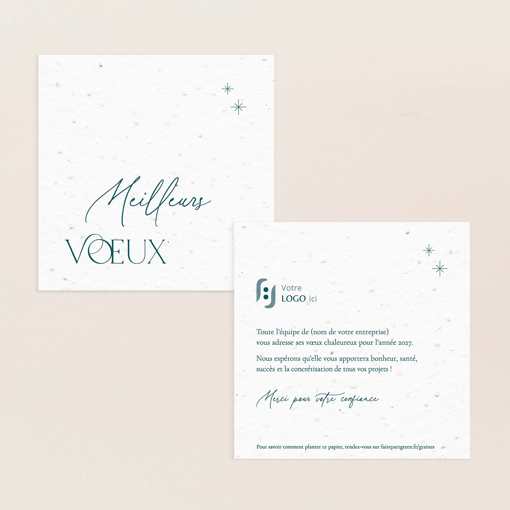 Carte de vœux professionnelle élégante meilleurs voeux verte