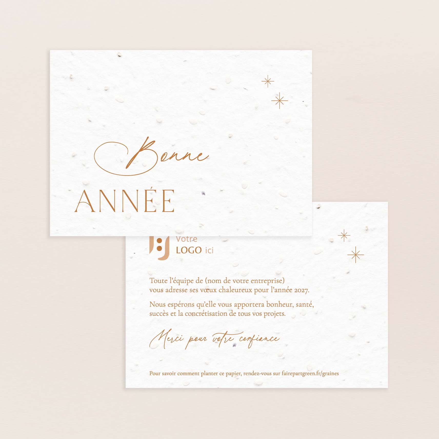 carte bonne année entreprise ensemencée jaune