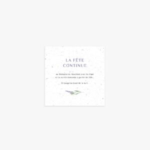 Carte dîner invitation mariage lavande à planter