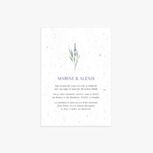 faire-part mariage lavande à planter