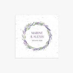 Faire-part mariage couronne de lavande papier ensemencé