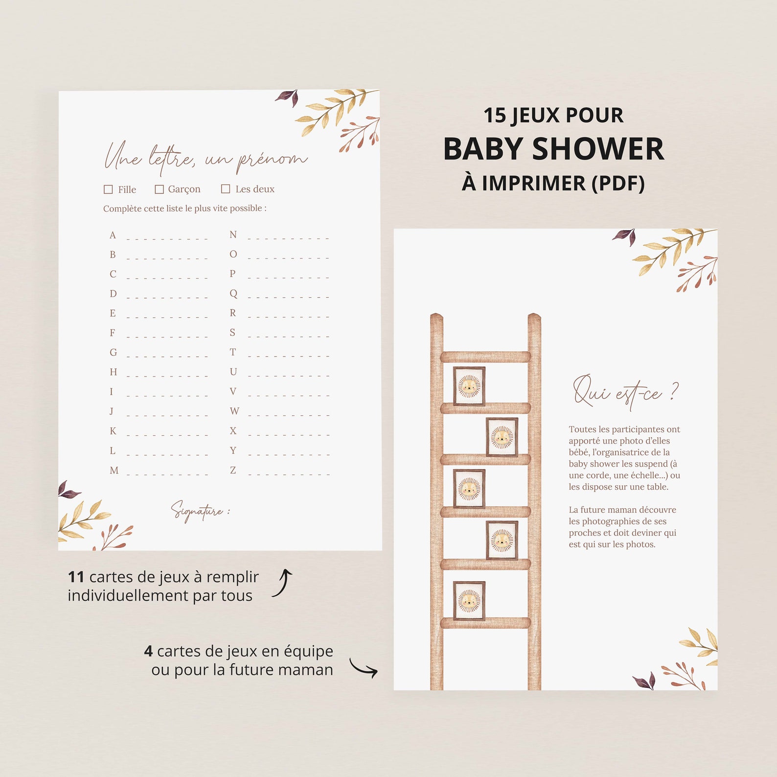 Jeux baby shower bohème - fichier PDF à imprimer (15 jeux) – Image 4