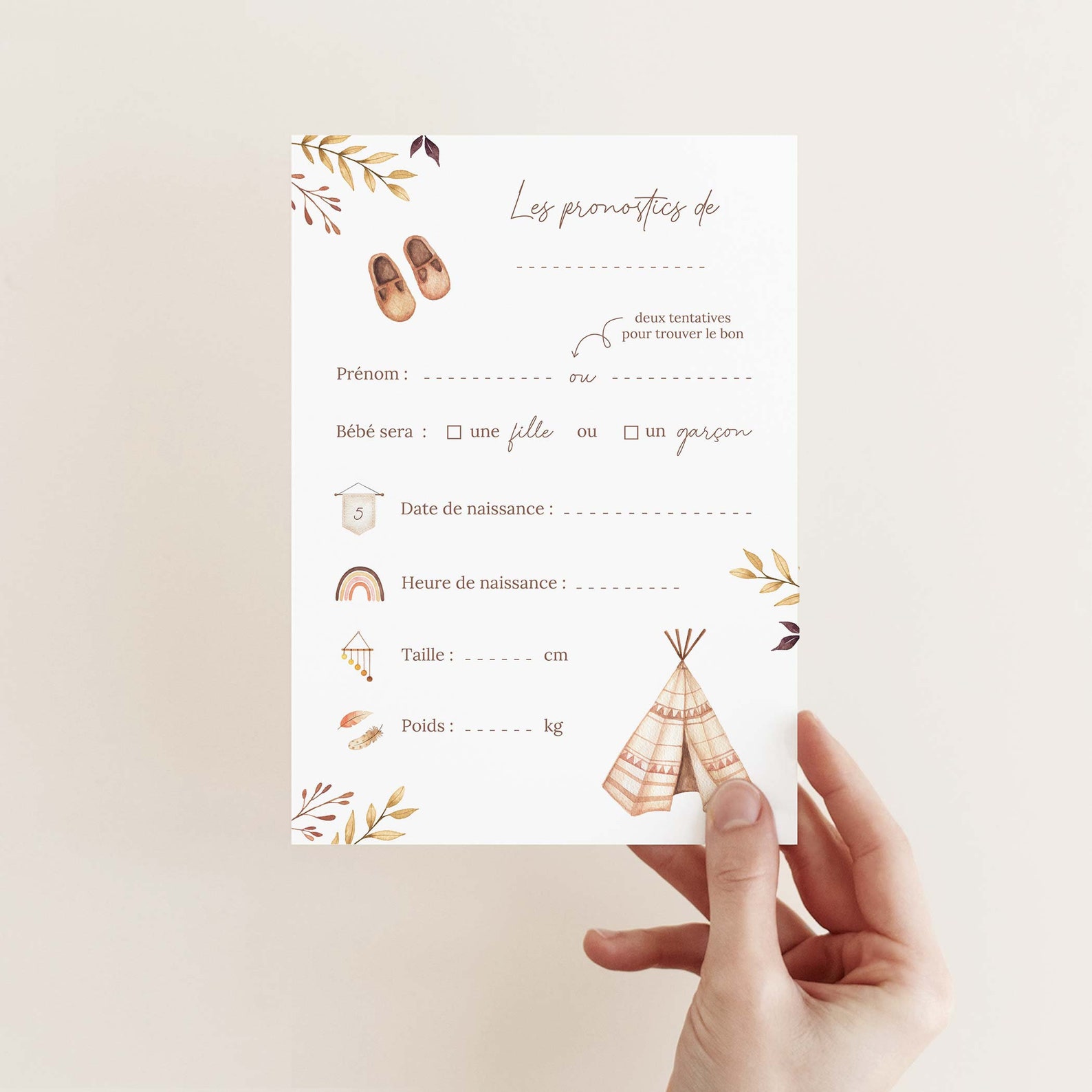 Jeux baby shower bohème - fichier PDF à imprimer (15 jeux) – Image 2
