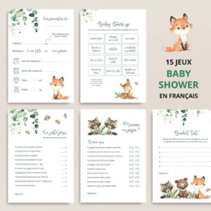 Jeux baby shower renard aquarelle à imprimer