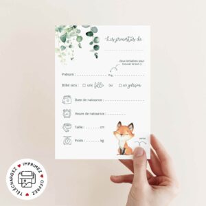 Carte pronostic naissance renard à imprimer PDF