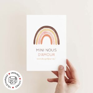 Carte annonce grossesse à imprimer arc en ciel