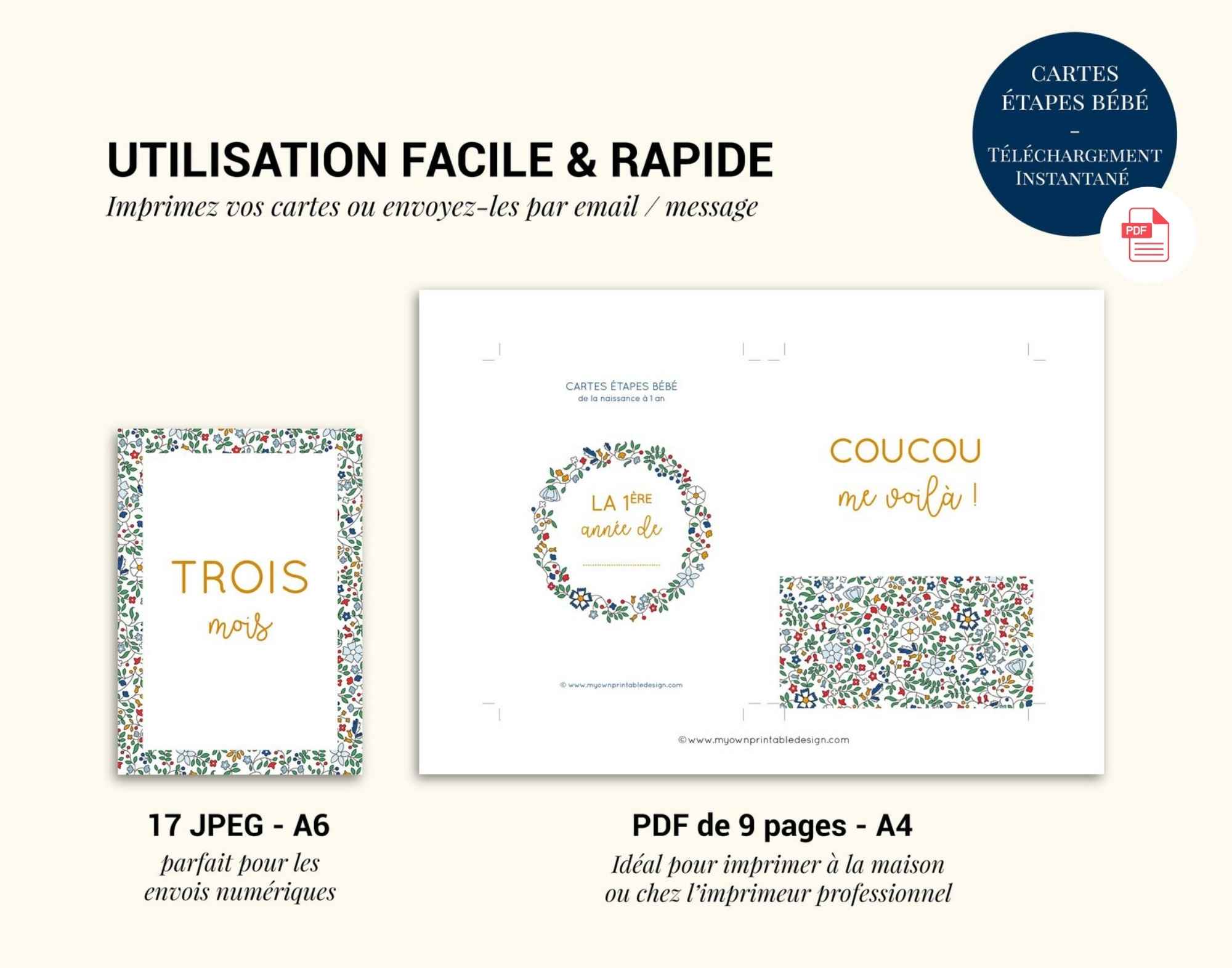 Cartes étapes bébé à télécharger et imprimer