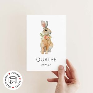 Cartes étapes bébé animaux aquarelle à imprimer