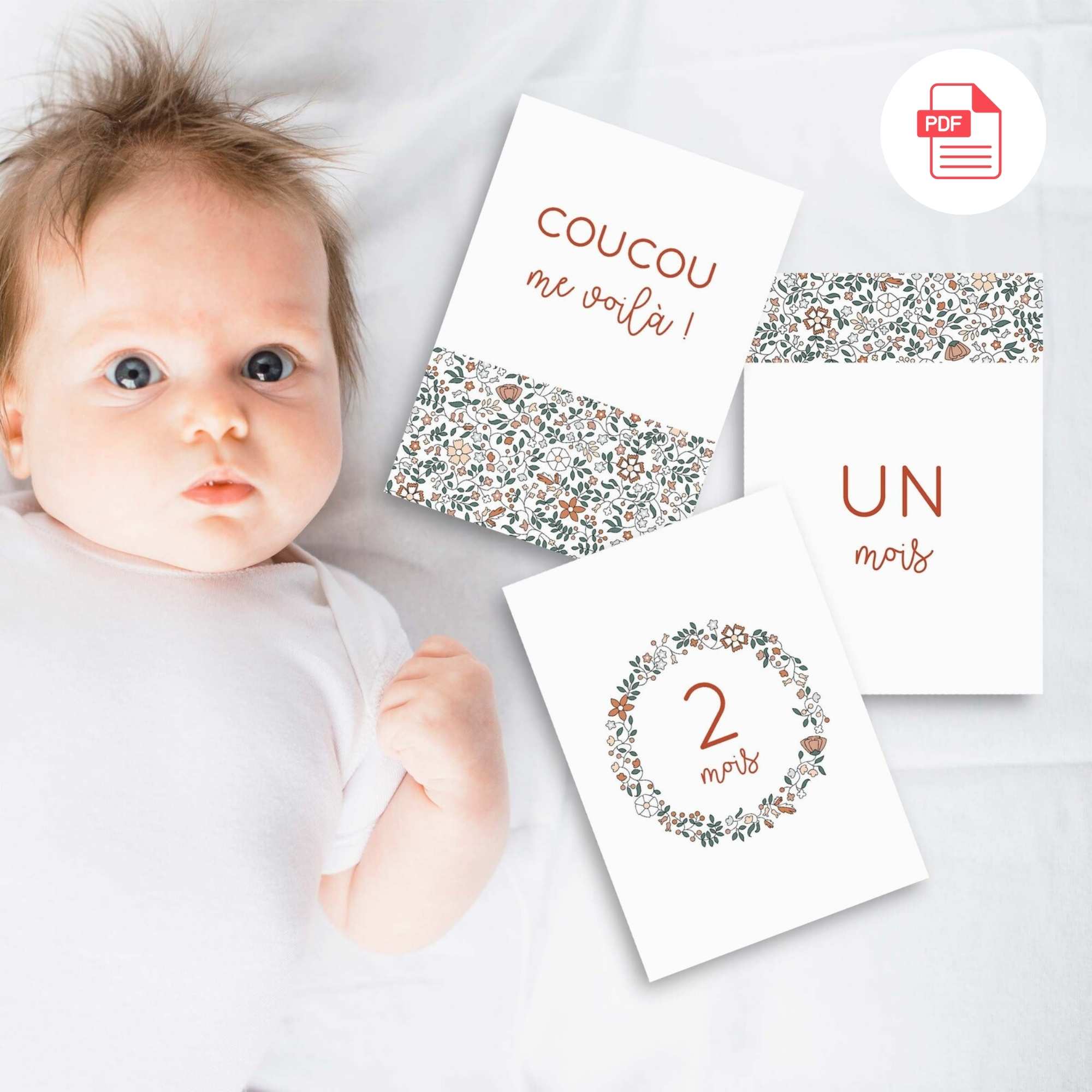 Cartes étapes bébé fille à imprimer