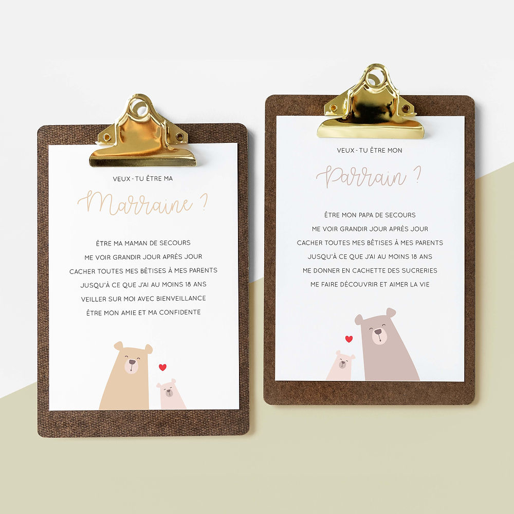 Demande marraine parrain PDF à imprimer ours