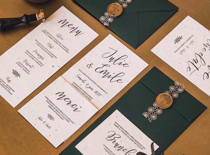 Papeterie mariage papier aplanter - Faire-part-green