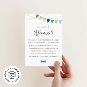 Carte demande témoin de mariage PDF à imprimer
