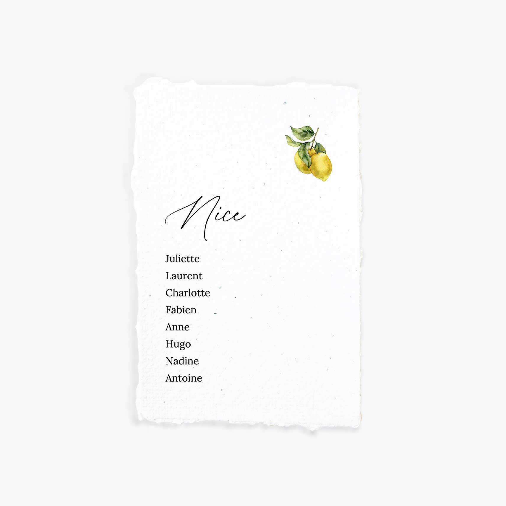 Carte plan de table dolce vita artisanal