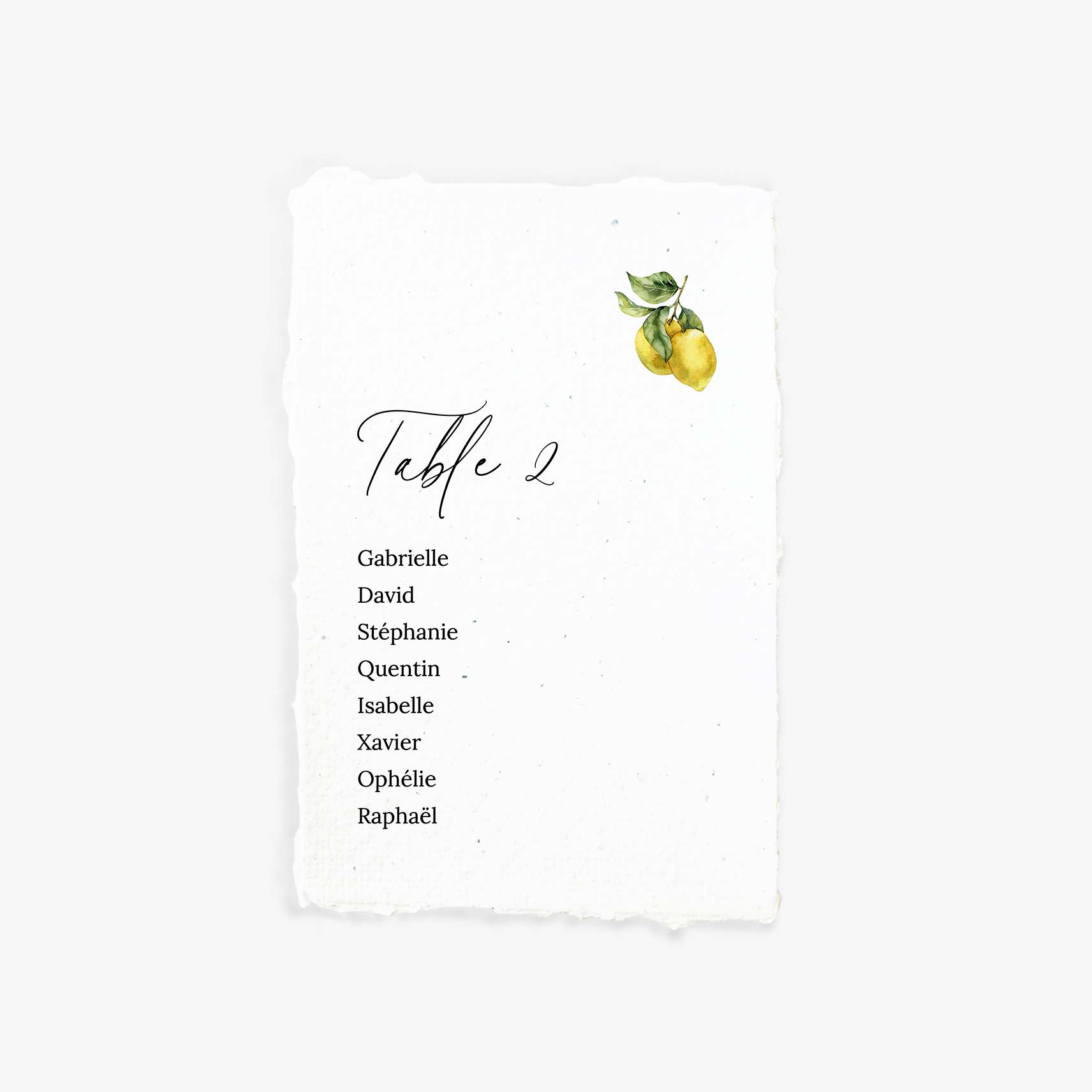 Carte plan de table dolce vita papier artisanal