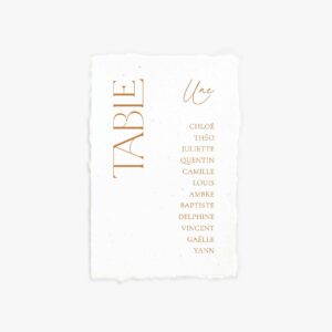 Carte plan de table moderne ocre
